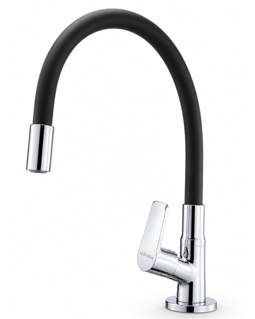Nova Table Mount Sink Cock-Black Flexible Spout